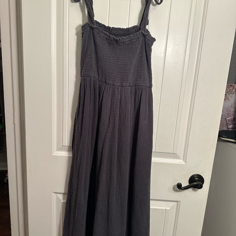 Blue Spaghetti Strap Sleeveless Sundress